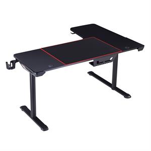 Furniture of America Valay Modern Metal Gaming Desk with Outlets in Black
