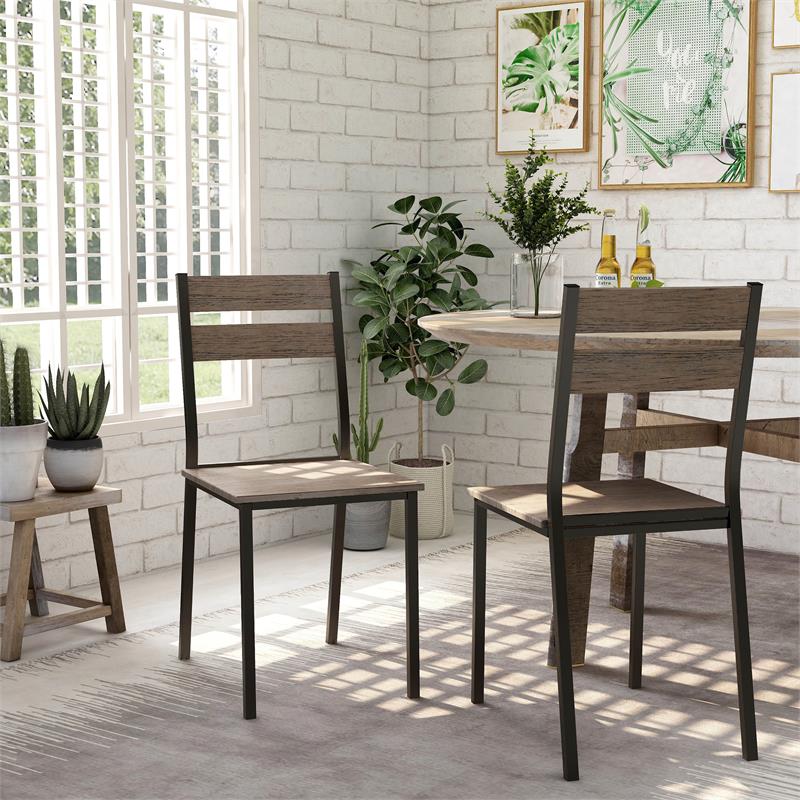 Furniture of America Anras Metal Open-Back Side Chair in Black (Set of 2)