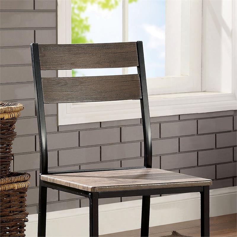 Furniture of America Anras Metal Open-Back Side Chair in Black (Set of 2)