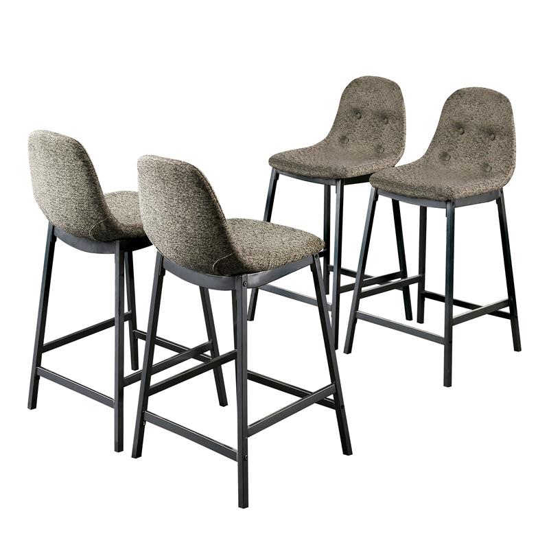 Furniture of America Bayo Fabric Tufted Counter Height Chair in Gray (Set of 4)