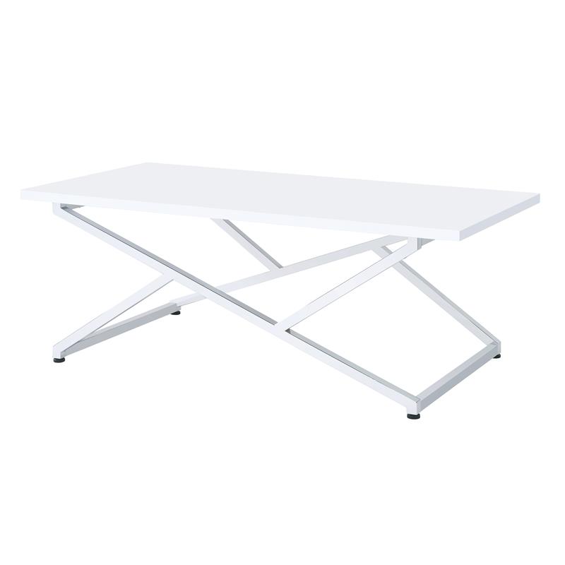Furniture of America Mergo Contemporary Metal 2-Piece Coffee Table Set in White