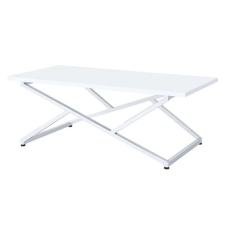 Furniture of America Mergo Contemporary Metal 3-Piece Coffee Table Set in White