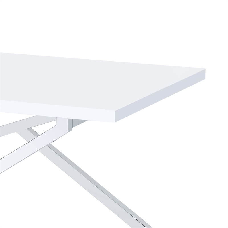 Furniture of America Mergo Contemporary Metal 3-Piece Coffee Table Set in White