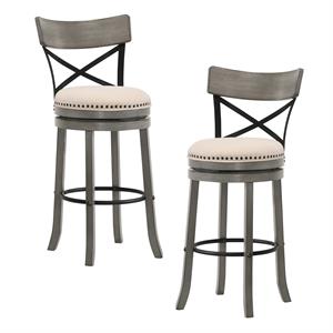 Furniture of America Shae Wood Swivel 29&quot Barstool in Light Gray (Set of 2)
