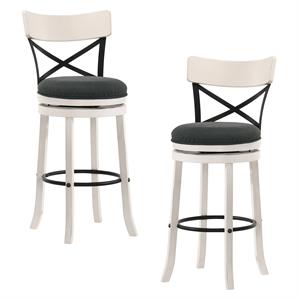 Furniture of America Shae Wood Swivel 29&quot Barstool in Sea White (Set of 2)