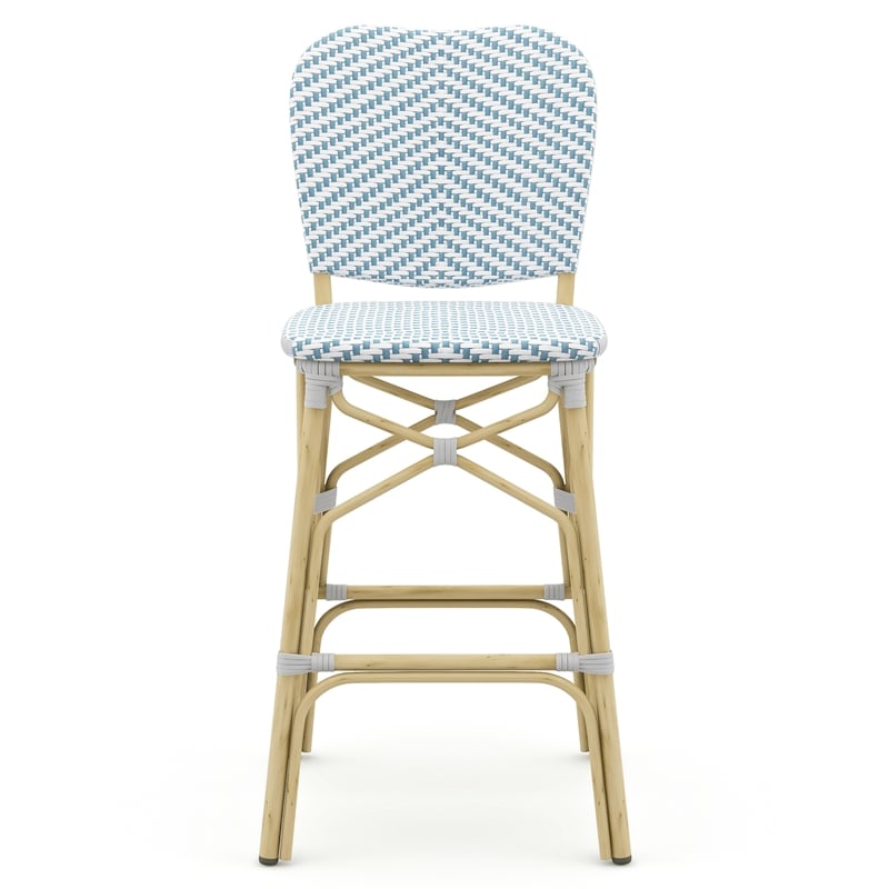 Furniture of America Adino Aluminum Patio Bar Chair in Blue (Set of 2)