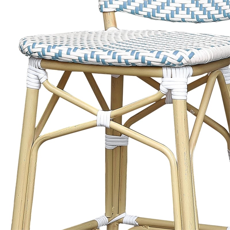 Furniture of America Adino Aluminum Patio Bar Chair in Blue (Set of 2)