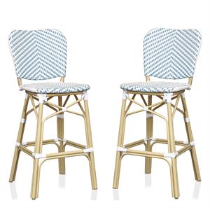 furniture of america adino aluminum patio bar chair (set of 2)