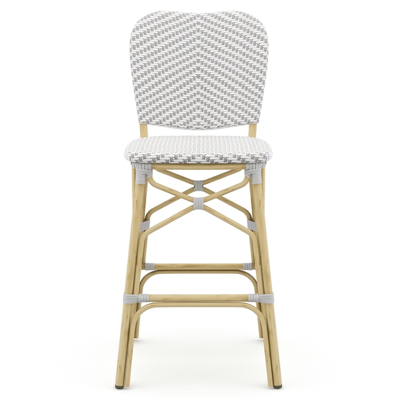 Furniture of America Adino Aluminum Patio Bar Chair in Gray (Set of 2)