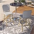 Furniture of America Adino Aluminum Patio Bar Chair in Gray (Set of 2)