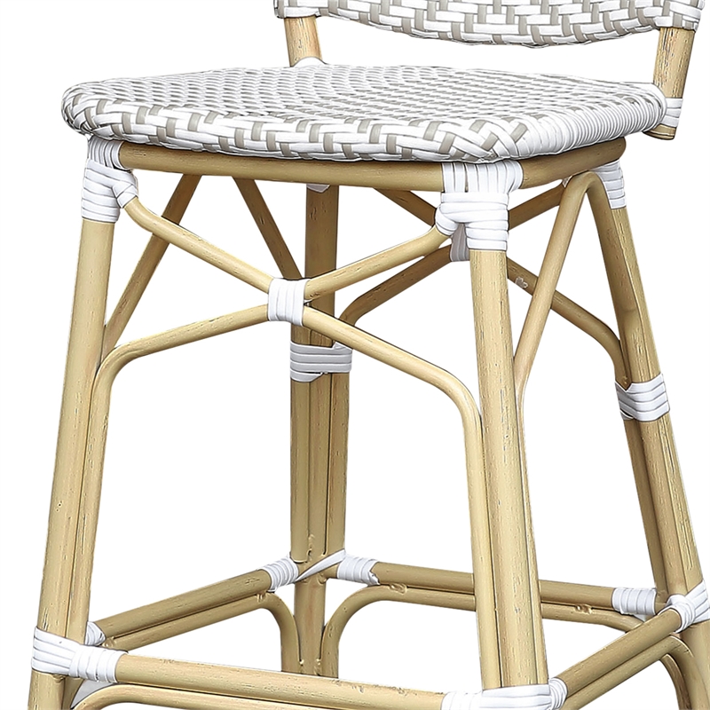 Furniture of America Adino Aluminum Patio Bar Chair in Gray (Set of 2)
