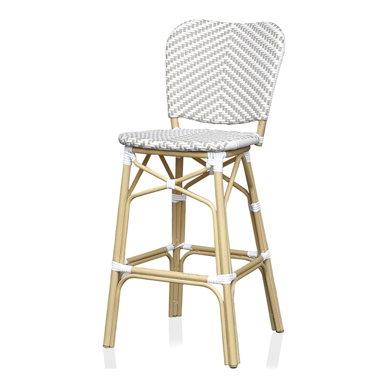 Furniture of America Adino Aluminum Patio Bar Chair in Gray (Set of 2)