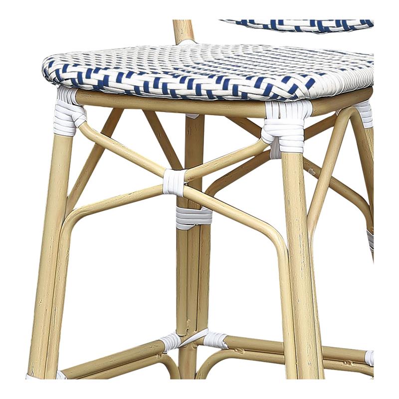 Furniture of America Adino Aluminum Patio Bar Chair in Navy (Set of 2)
