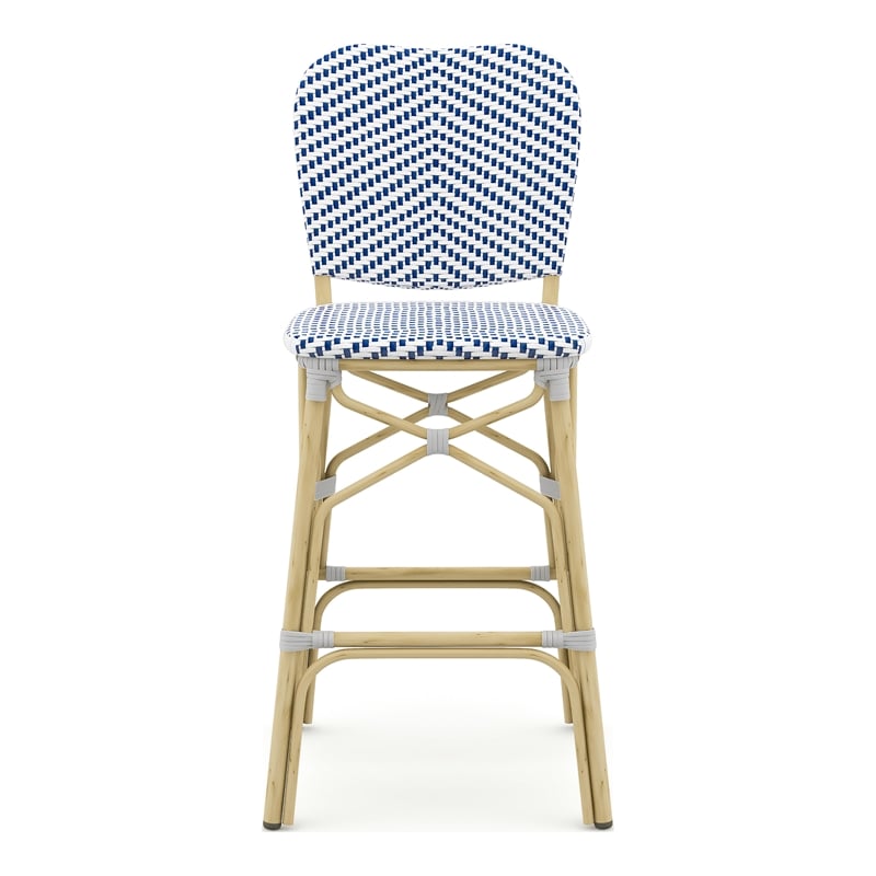 Furniture of America Adino Aluminum Patio Bar Chair in Navy (Set of 2)