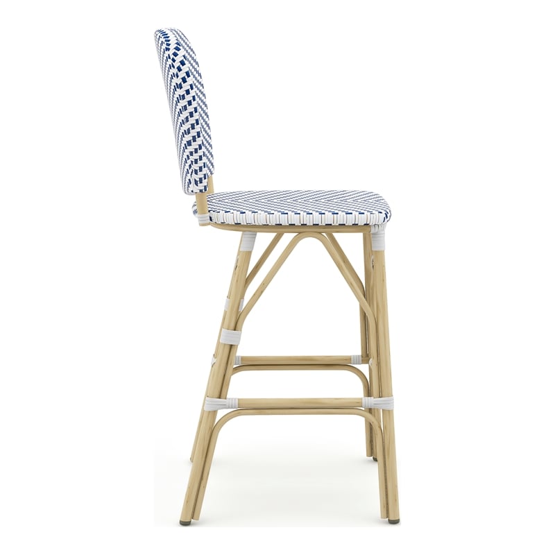 Furniture of America Adino Aluminum Patio Bar Chair in Navy (Set of 2)