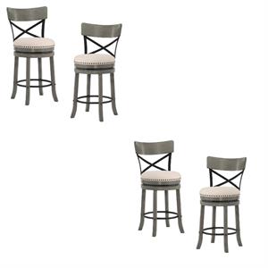 furniture of america shae wood swivel 24 inch light gray barstool set of 4