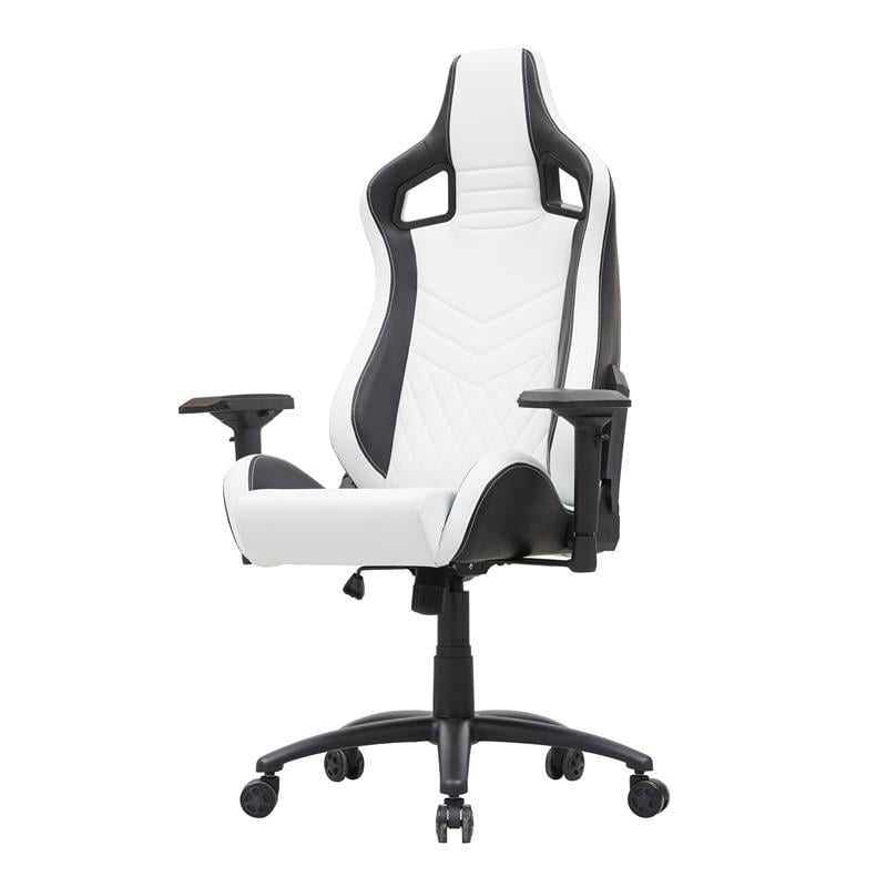 Furniture of America Valay 2-Piece Metal Gaming Desk and White Gaming Chair Set