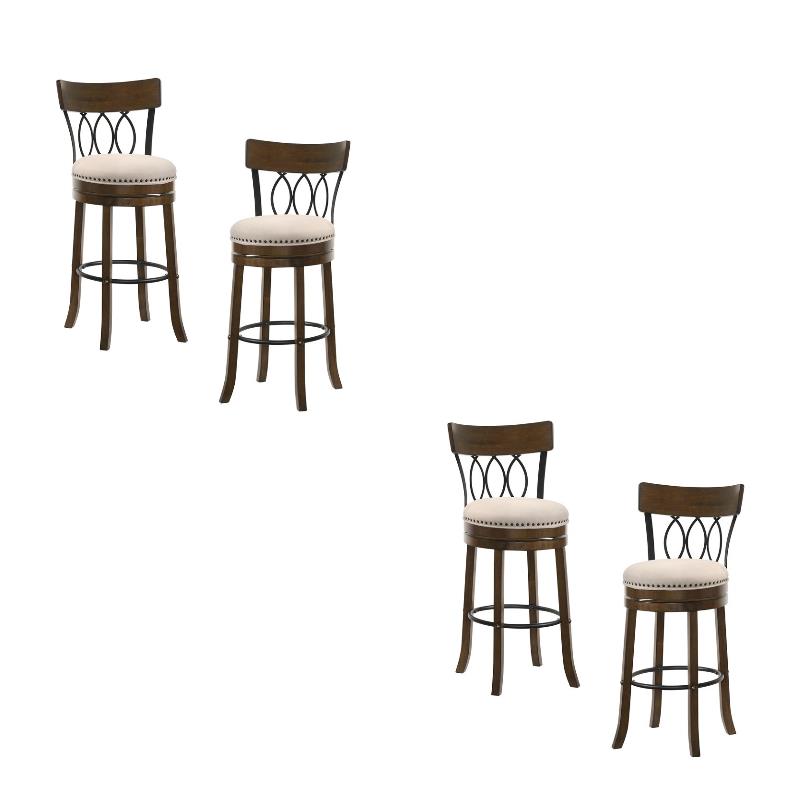 Furniture of America Beka Wood 29 Inch Swivel Bar Stool in Oak Set of 4
