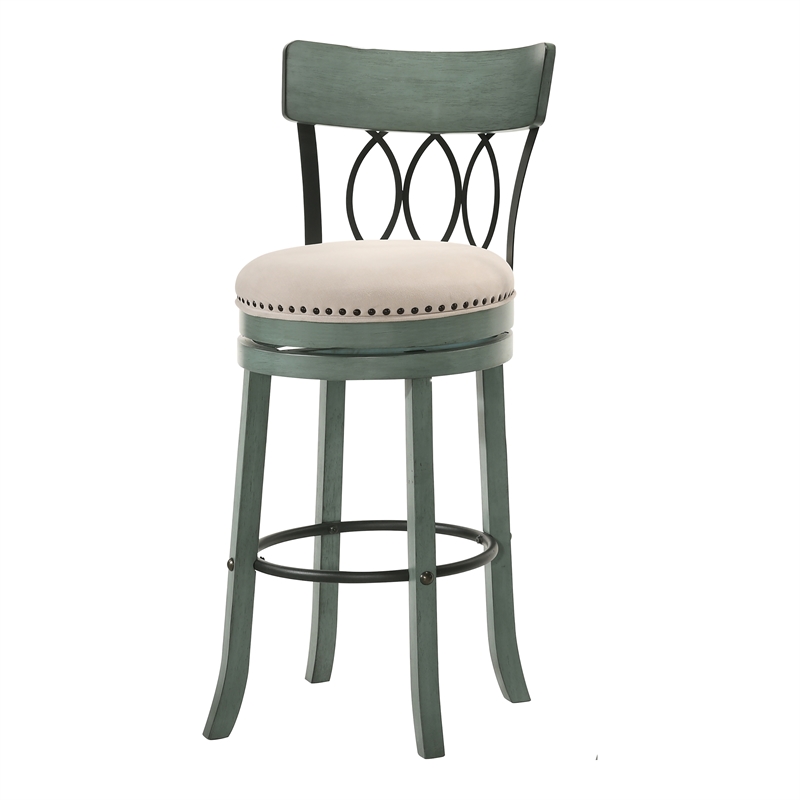 Furniture of America Beka Wood 29 Inch Swivel Bar Stool in Green Set of 4