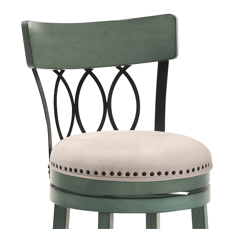 Furniture of America Beka Wood 29 Inch Swivel Bar Stool in Green Set of 4