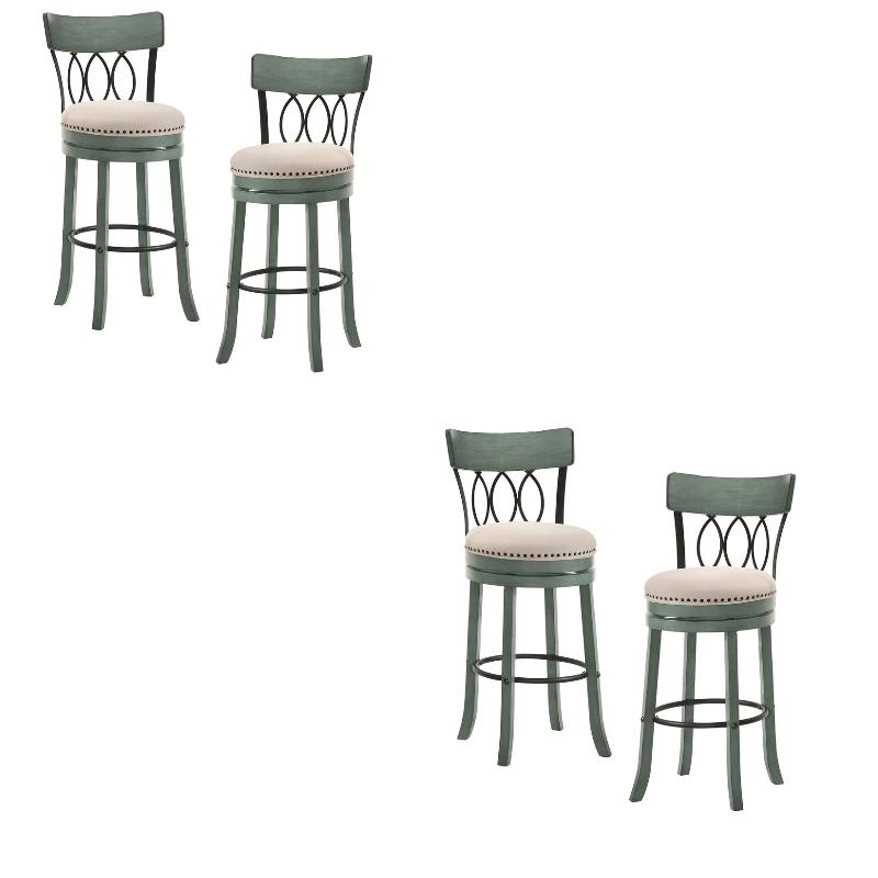 Furniture of America Beka Wood 29 Inch Swivel Bar Stool in Green Set of 4