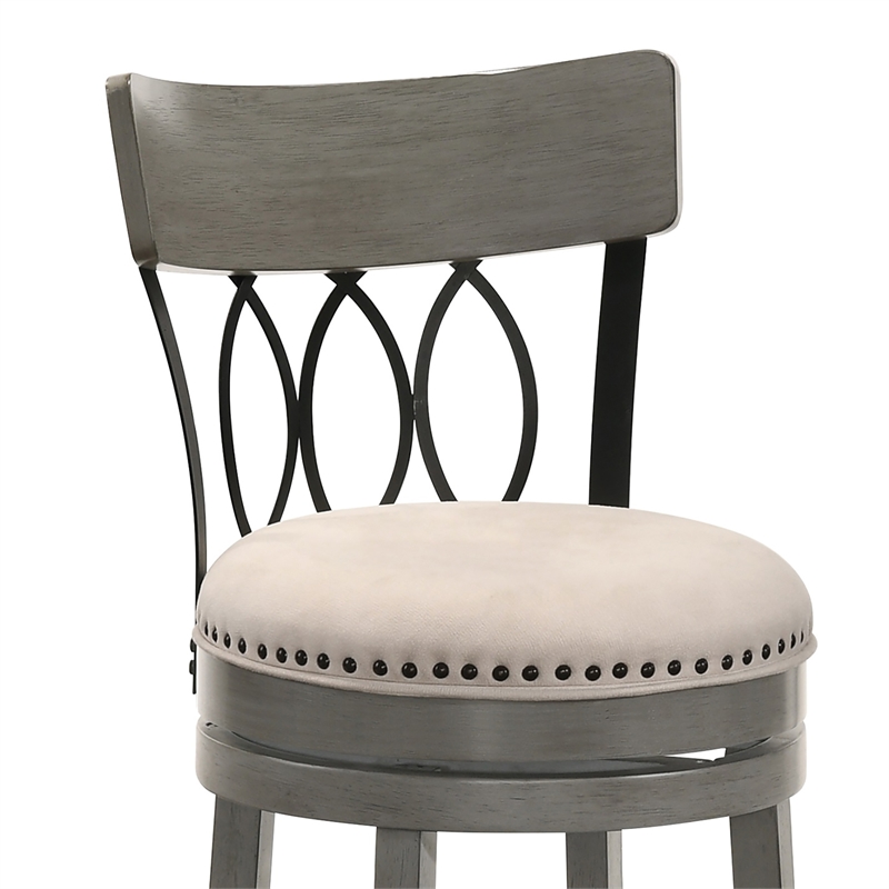 Furniture of America Beka Wood 29 Inch Swivel Bar Stool in Light Gray Set of 4