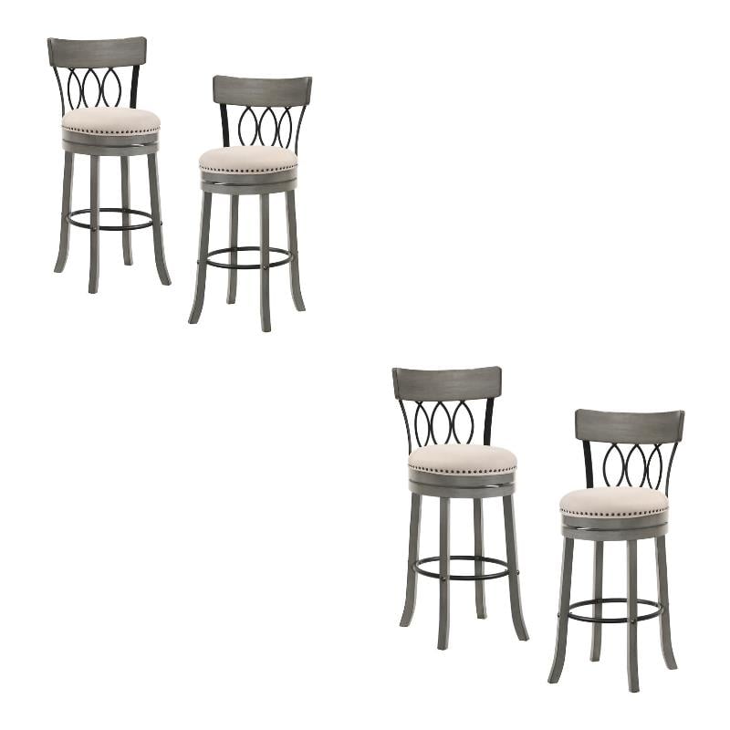 Furniture of America Beka Wood 29 Inch Swivel Bar Stool in Light Gray Set of 4