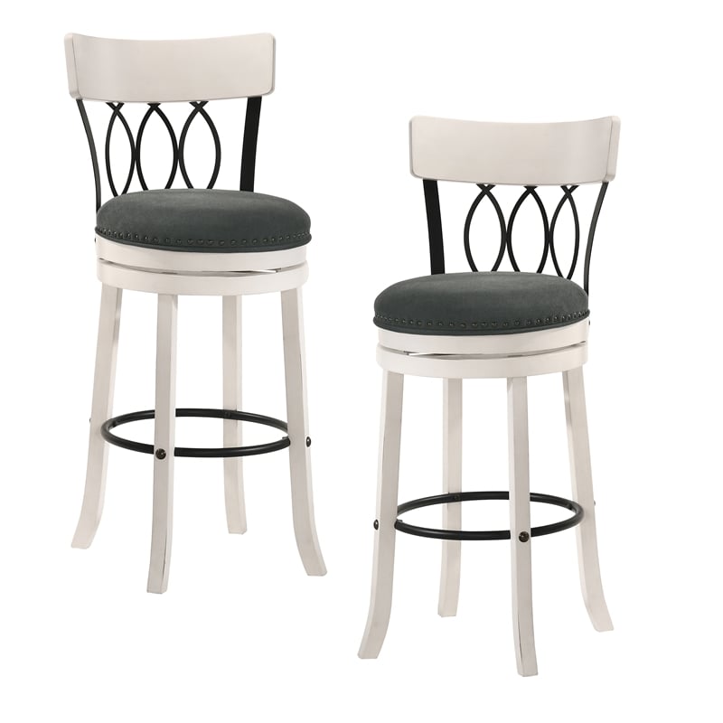 Furniture of America Beka Wood 29 Inch Swivel Bar Stool in Sea White Set of 4