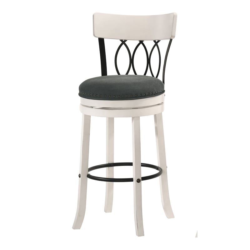 Furniture of America Beka Wood 29 Inch Swivel Bar Stool in Sea White Set of 4