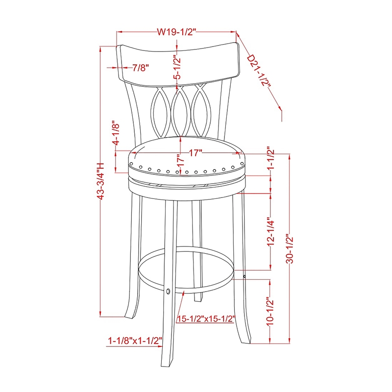 Furniture of America Beka Wood 29 Inch Swivel Bar Stool in Sea White Set of 4