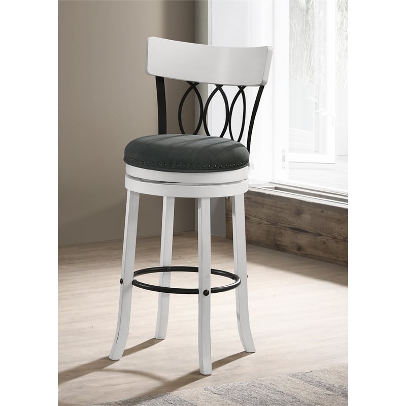 Furniture of America Beka Wood 29 Inch Swivel Bar Stool in Sea White Set of 4