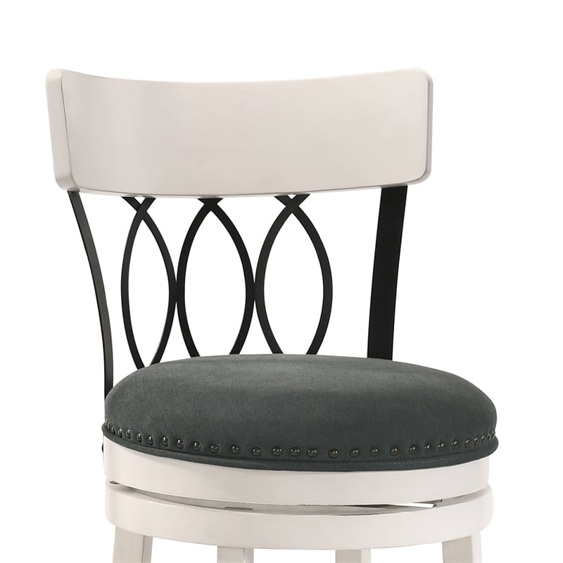 Furniture of America Beka Wood 29 Inch Swivel Bar Stool in Sea White Set of 4