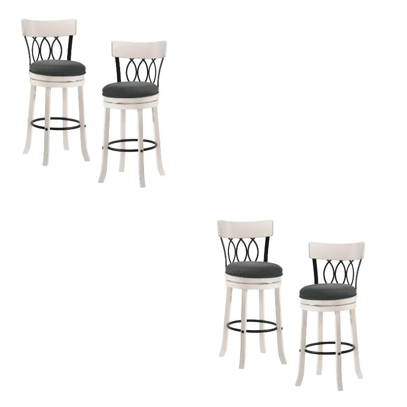 Furniture of America Beka Wood 29 Inch Swivel Bar Stool in Sea White Set of 4