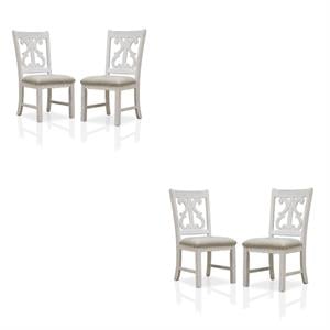 Furniture of America Muschamp Wood Dining Chair in Antique White Set of 4
