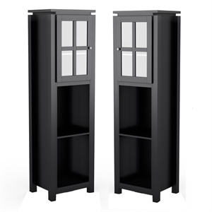 furniture of america tellun wood storage cabinet in black set of 2