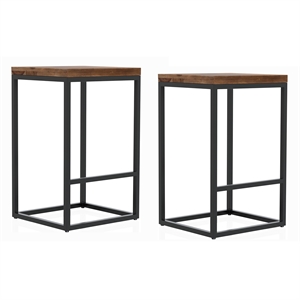 furniture of america druze solid wood and metal oak square barstool set of 2