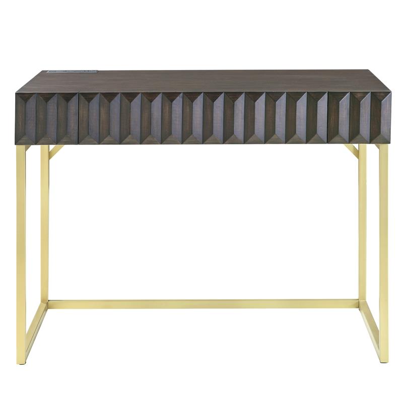 Furniture of America Giffore Wood Writing Desk with USB Port in Walnut