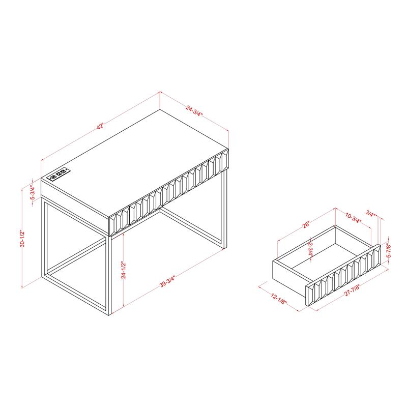 Furniture of America Giffore Wood Writing Desk with USB Port in White