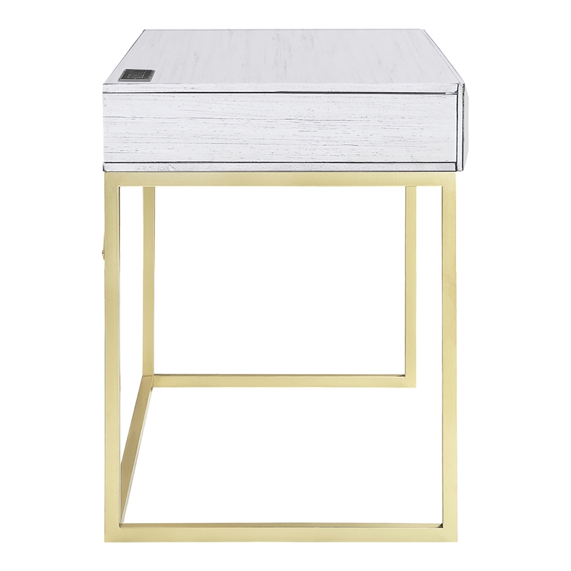 Furniture of America Giffore Wood Writing Desk with USB Port in White
