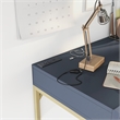 Furniture of America Giffore Wood Writing Desk with USB Port in Blue