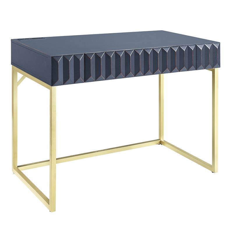 Furniture of America Giffore Wood Writing Desk with USB Port in Blue