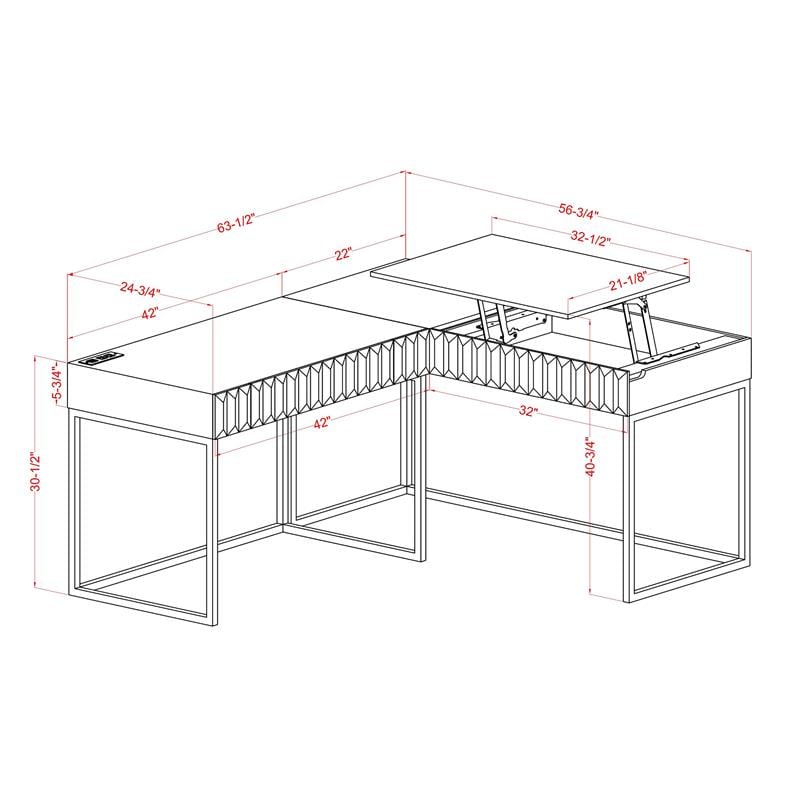 Furniture of America Giffore Wood 2-Piece Writing Desk Set in White