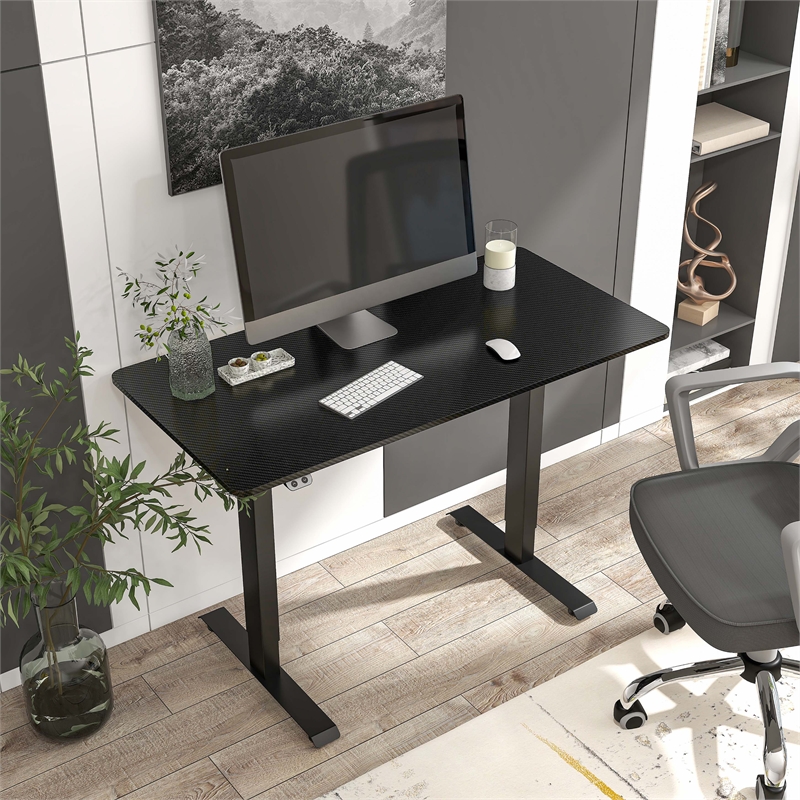 Furniture of America Tilah Metal Height Adjustable Office Desk in Black