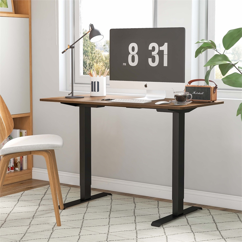 Furniture of America Tilah Metal Height Adjustable Office Desk in Light Brown