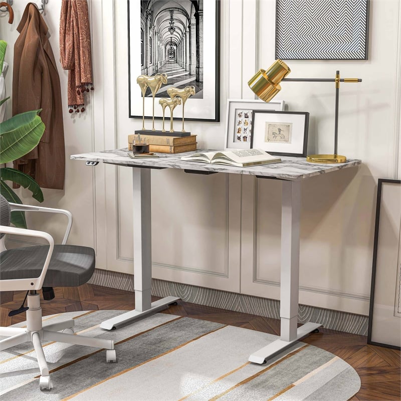 Furniture of America Tilah Metal Height Adjustable Office Desk in White