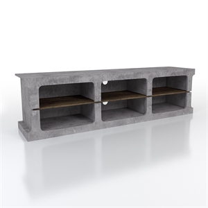 furniture of america hawke farmhouse wood 6-shelf tv stand in cement gray