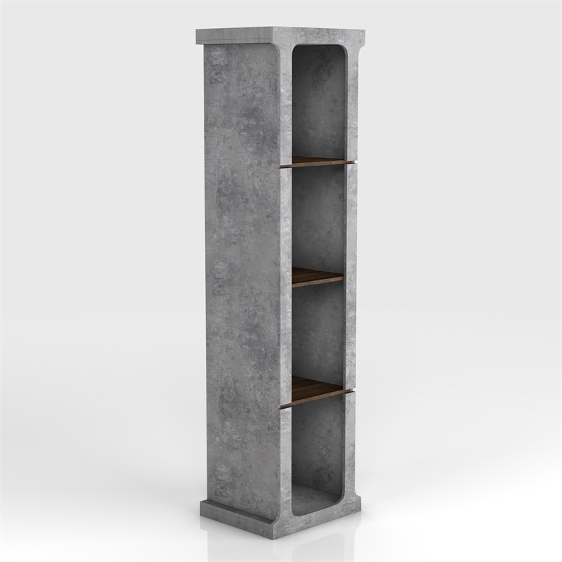 Furniture of America Hawke Farmhouse Wood 4-Shelf TV Tower in Cement Gray