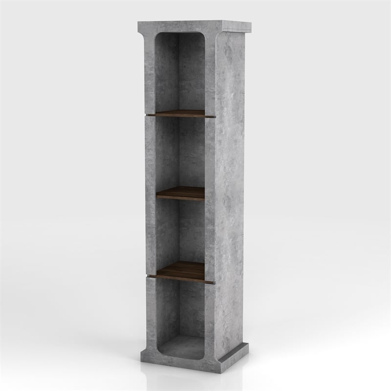 Furniture of America Hawke Farmhouse Wood 4-Shelf TV Tower in Cement Gray