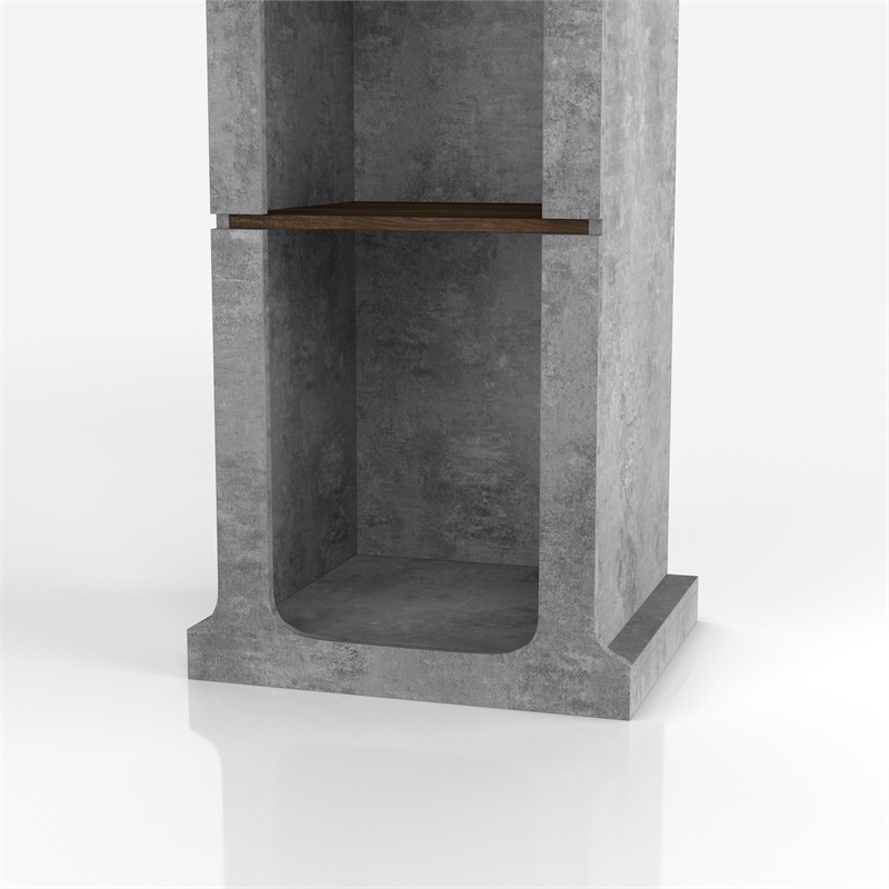 Furniture of America Hawke Farmhouse Wood 4-Shelf TV Tower in Cement Gray