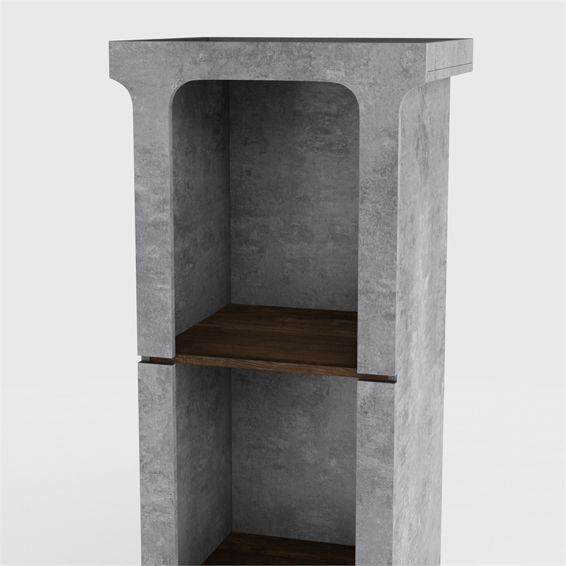 Furniture of America Hawke Farmhouse Wood 4-Shelf TV Tower in Cement Gray